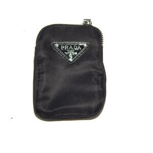Prada Women Clip On Pouch Black Nylon Wallet Bag Accessory